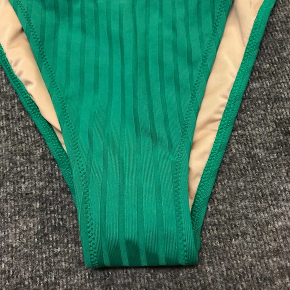 Women's XL Ribbed High Leg Extra Cheeky Bikini Bottom - Shade & Shore Green - Picture 6 of 6